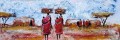 Tragen Holz und Kinder zu Manyatta afrikanisch